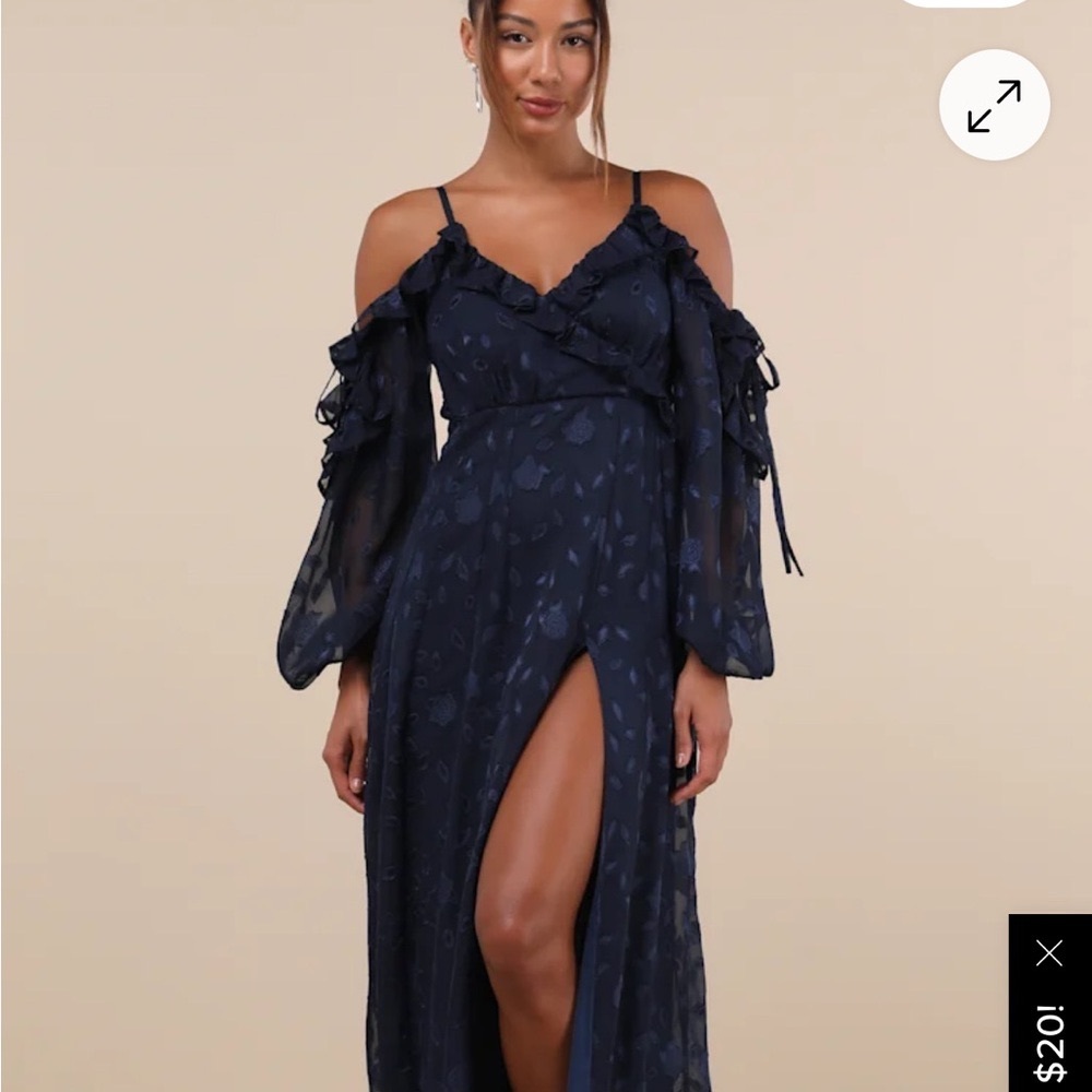 Lulus Navy Blue Off-Shoulder Dress